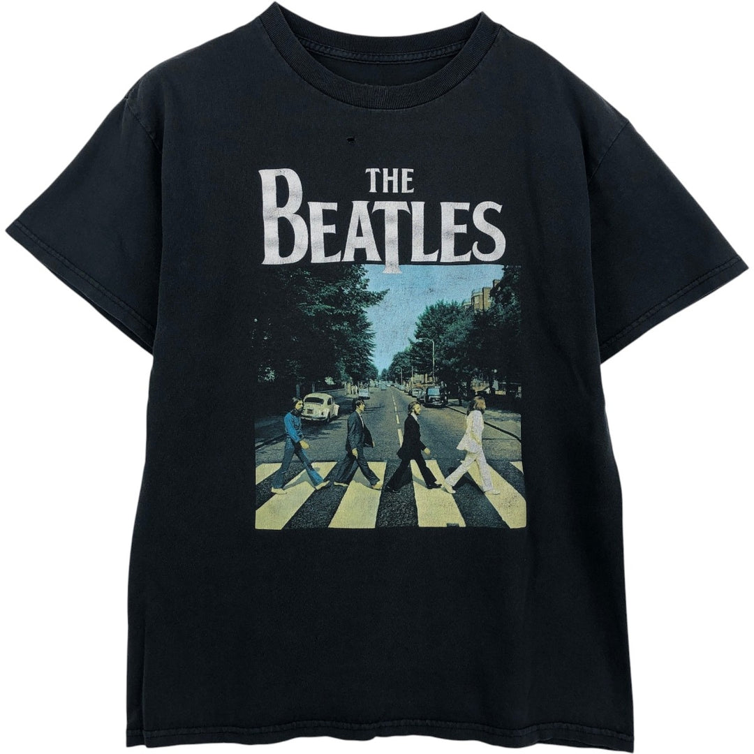 THE BEATLES Band T-shirt, Men's M size cotton black type Vintage Second Hand