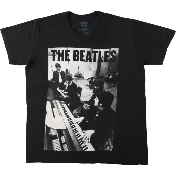 THE BEATLES Band T-shirt, Men's L size cotton black type Vintage Second Hand