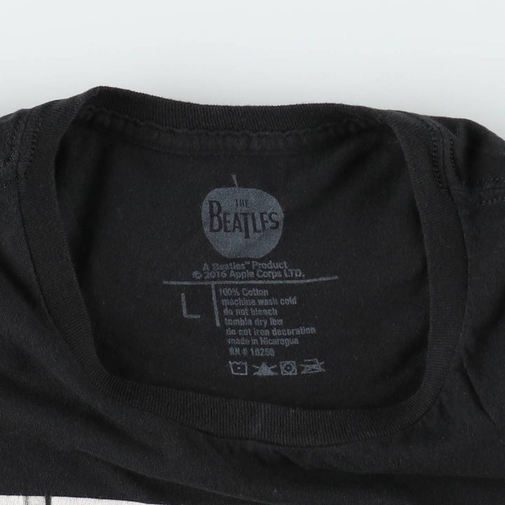 THE BEATLES Band T-shirt, Men's L size cotton black type Vintage Second Hand