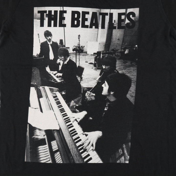 THE BEATLES Band T-shirt, Men's L size cotton black type Vintage Second Hand