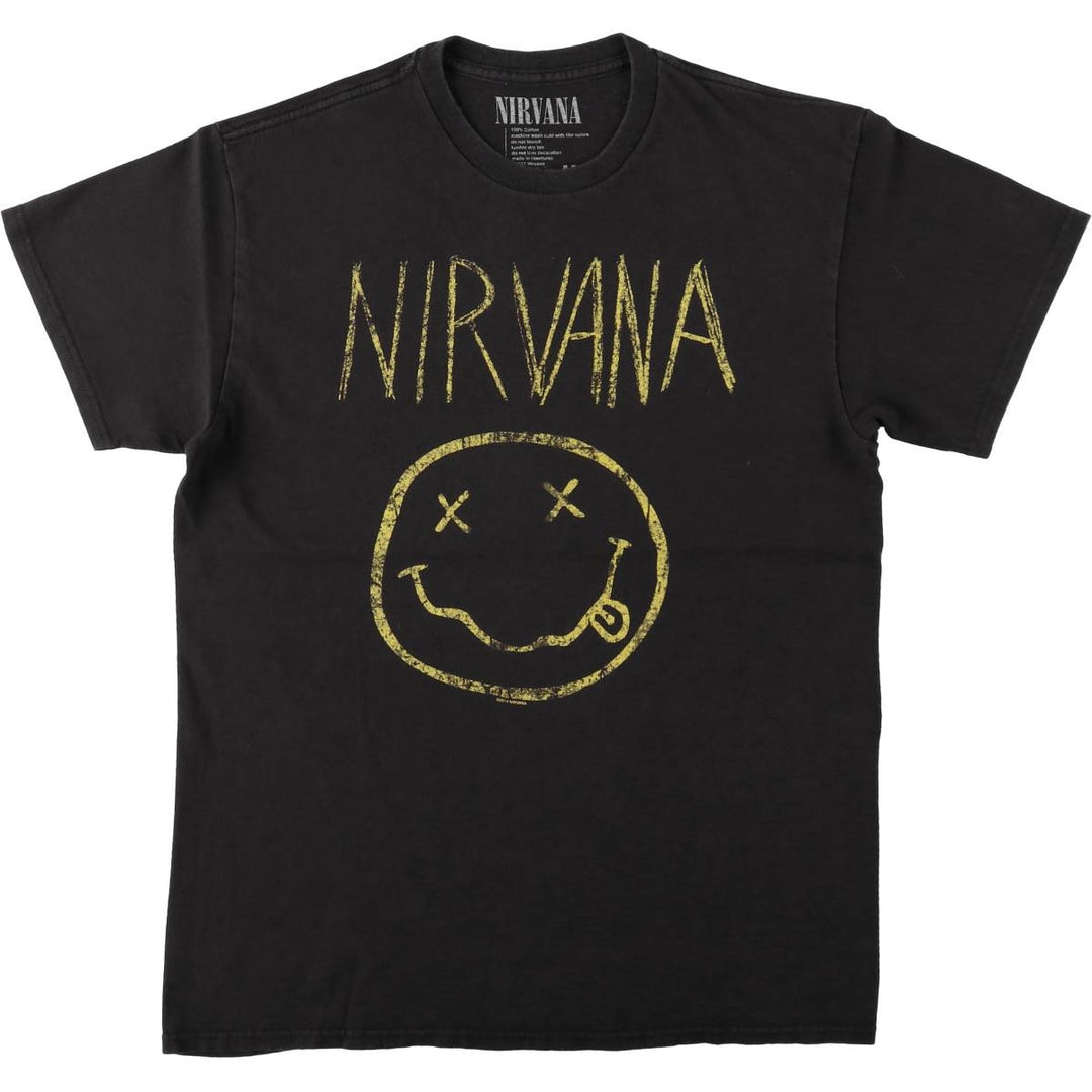 NIRVANA Nirvana Band T-shirt, Band T, Men's M size cotton black type Vintage Second Hand