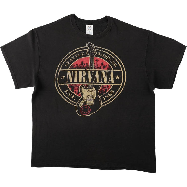 DELTA NIRVANA Band T-Shirt (Men's XL equivalent) cotton black type Vintage Second Hand