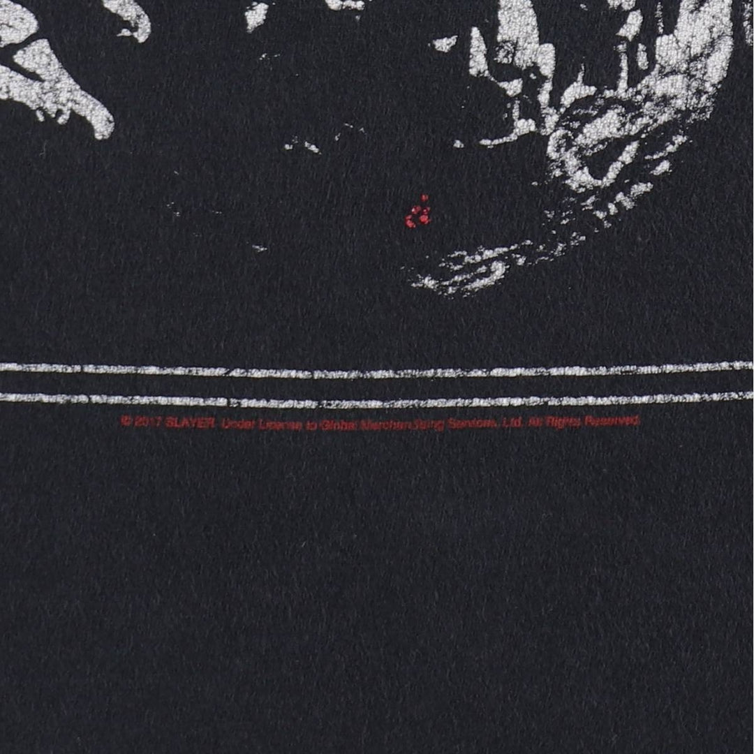 SLAYER Skull Pattern Band T-Shirt, Men's XL unclear black type Vintage Second Hand