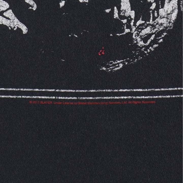 SLAYER Skull Pattern Band T-Shirt, Men's XL unclear black type Vintage Second Hand