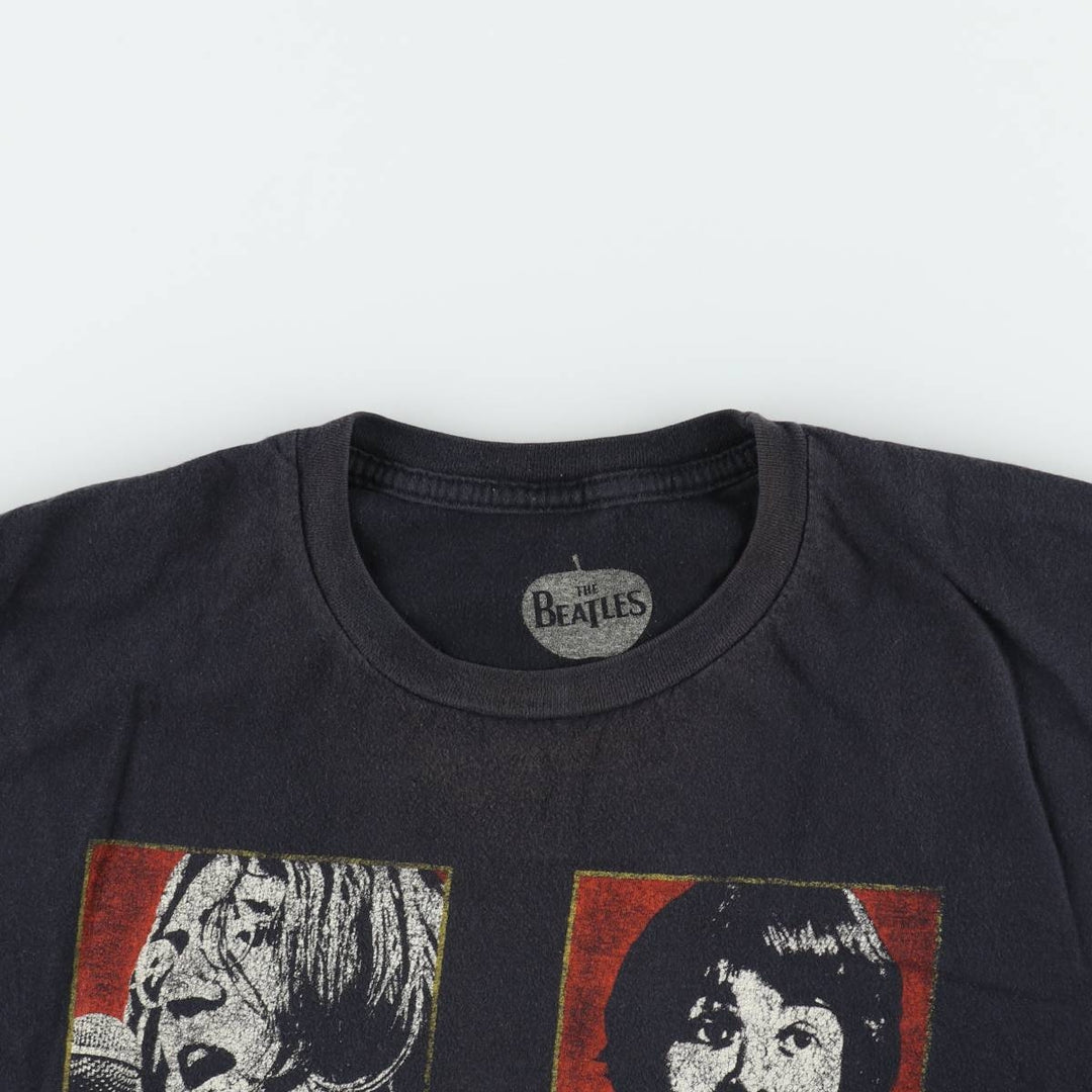THE BEATLES Band T-shirt, Men's M size cotton black type Vintage Second Hand