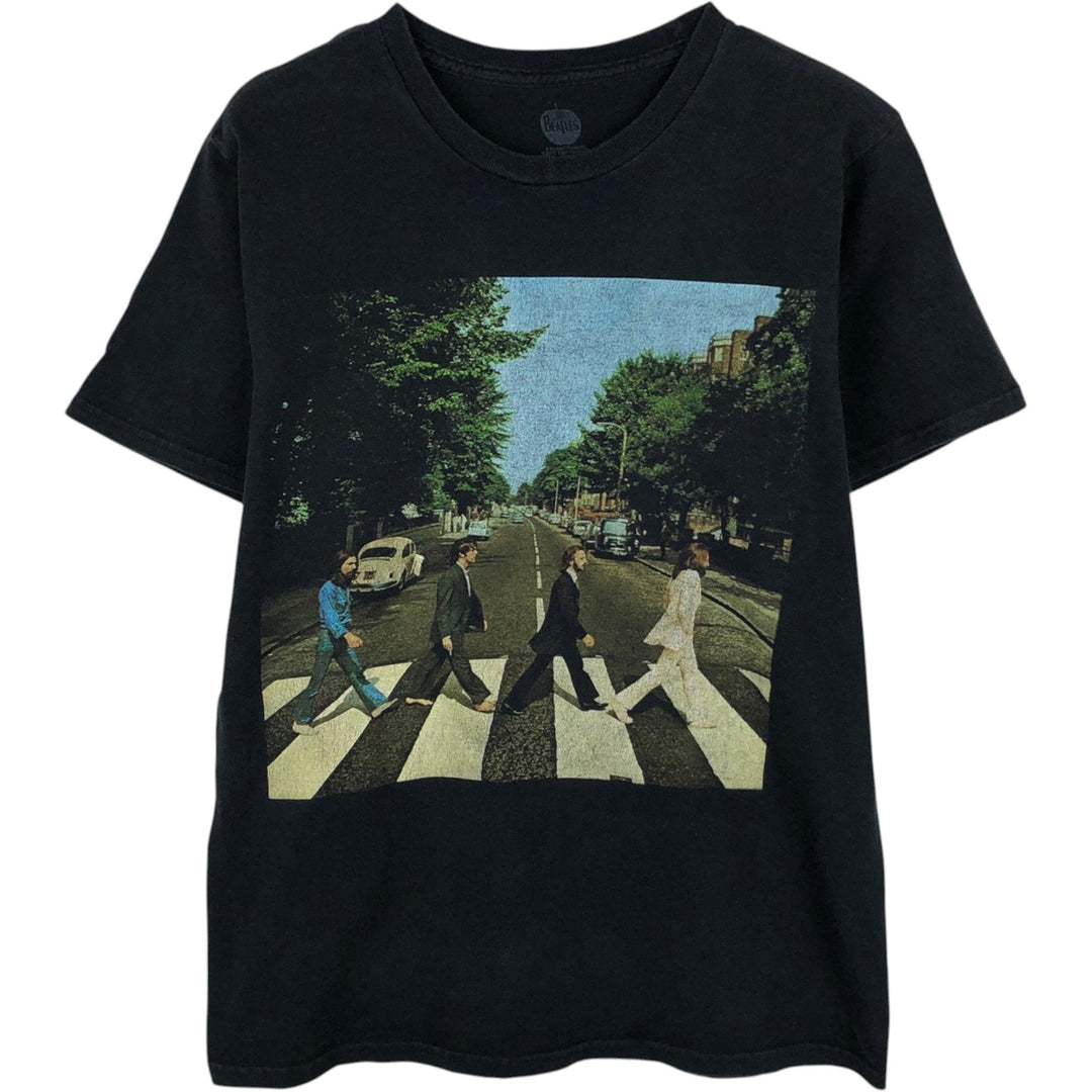 THE BEATLES Band T-shirt, Men's M size cotton black type Vintage Second Hand