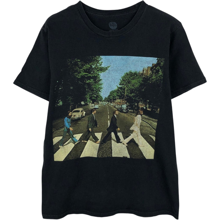 THE BEATLES Band T-shirt, Men's M size cotton black type Vintage Second Hand