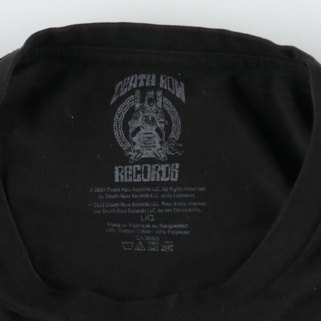 DEATH ROW RECORDS SNOOP DOGG Rap T-Shirt (Men's Size L) cotton black type Vintage Second Hand