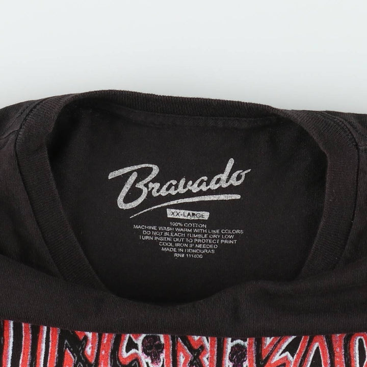 BRAVADO GUNS N' ROSES Skull Pattern Band T-Shirt (Men's XXL equivalent) cotton black type Vintage Second Hand