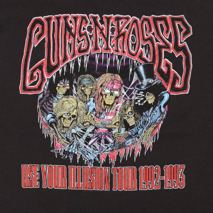 BRAVADO GUNS N' ROSES Skull Pattern Band T-Shirt (Men's XXL equivalent) cotton black type Vintage Second Hand