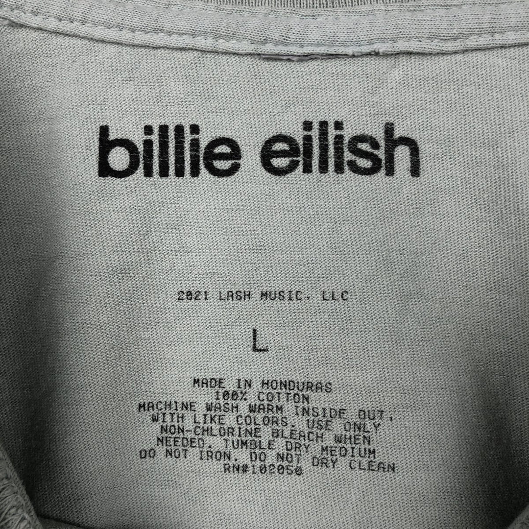 BILLIE EILISH Billie Eilish Band T-shirt Band T Men's L size cotton Khaki type sage green Vintage Second Hand