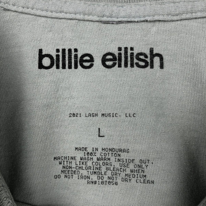 BILLIE EILISH Billie Eilish Band T-shirt Band T Men's L size cotton Khaki type sage green Vintage Second Hand