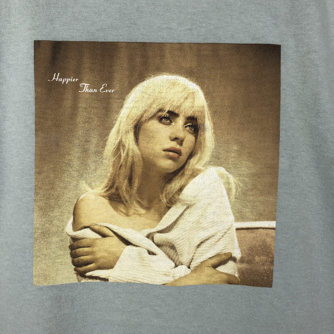BILLIE EILISH Billie Eilish Band T-shirt Band T Men's L size cotton Khaki type sage green Vintage Second Hand