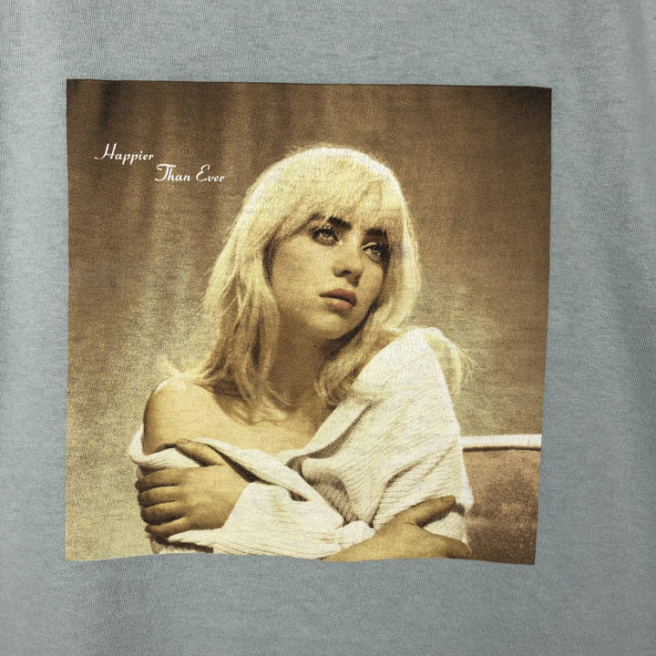 BILLIE EILISH Billie Eilish Band T-shirt Band T Men's L size cotton Khaki type sage green Vintage Second Hand