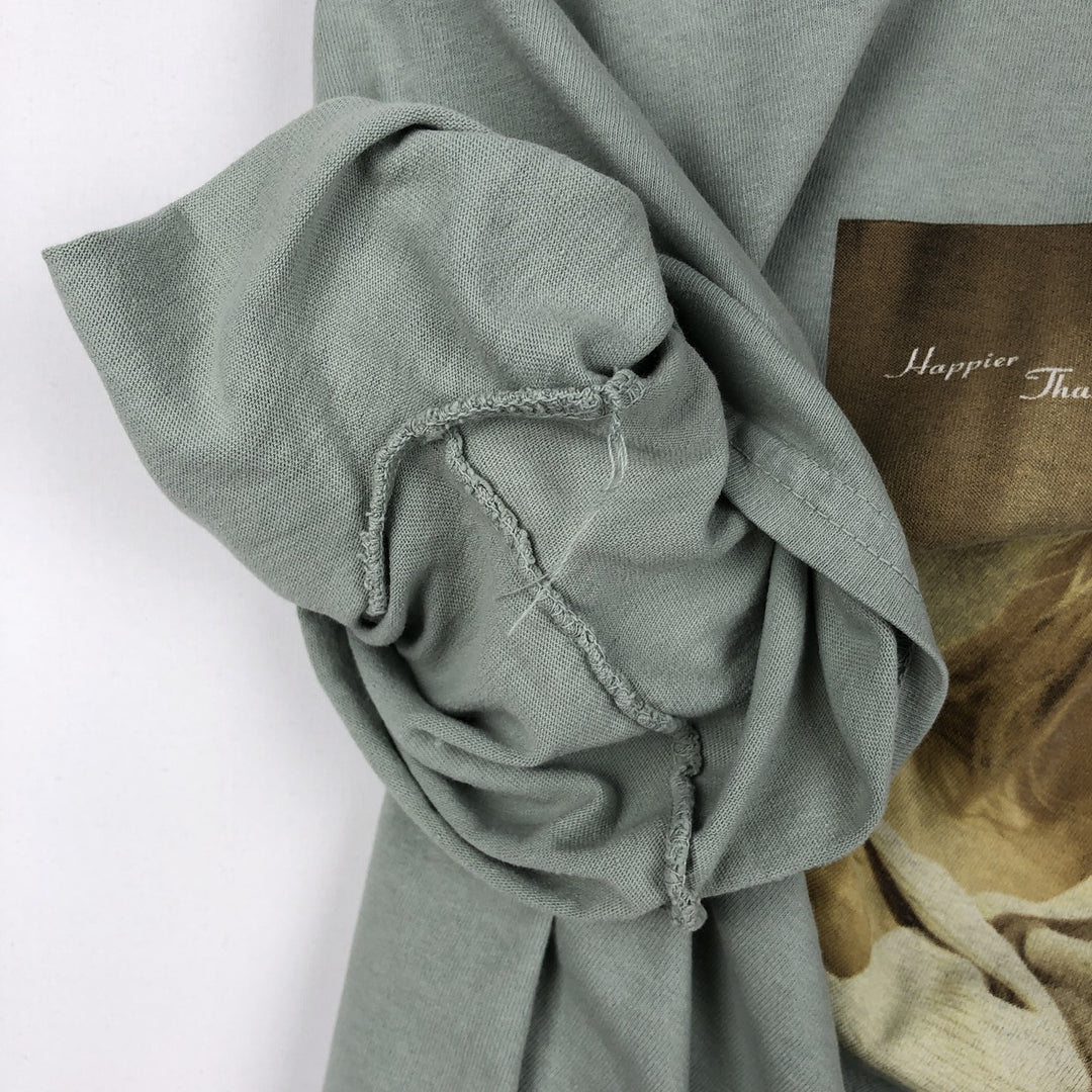 BILLIE EILISH Billie Eilish Band T-shirt Band T Men's L size cotton Khaki type sage green Vintage Second Hand