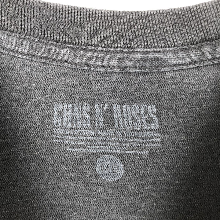 GUNS N' ROSES Skull Pattern American Flag Band T-Shirt (Men's Size M) cotton black type Vintage Second Hand