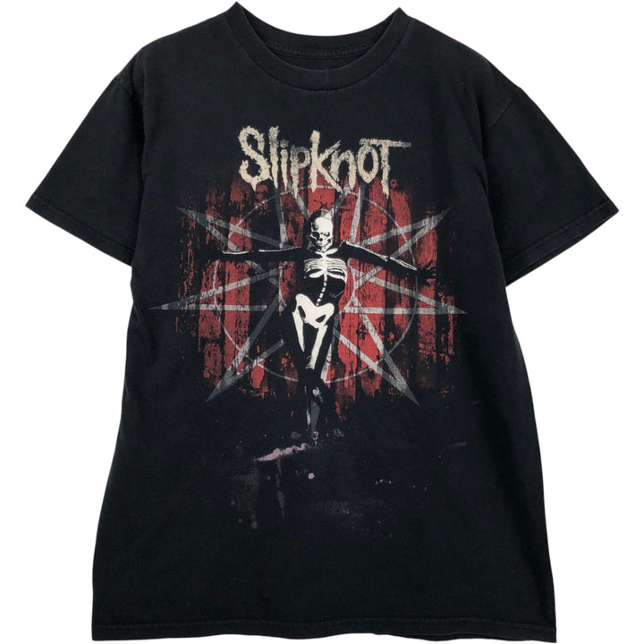 SLIPKNOT Skull Pattern Band T-Shirt (Men's Size M) cotton Charcoal Vintage Second Hand