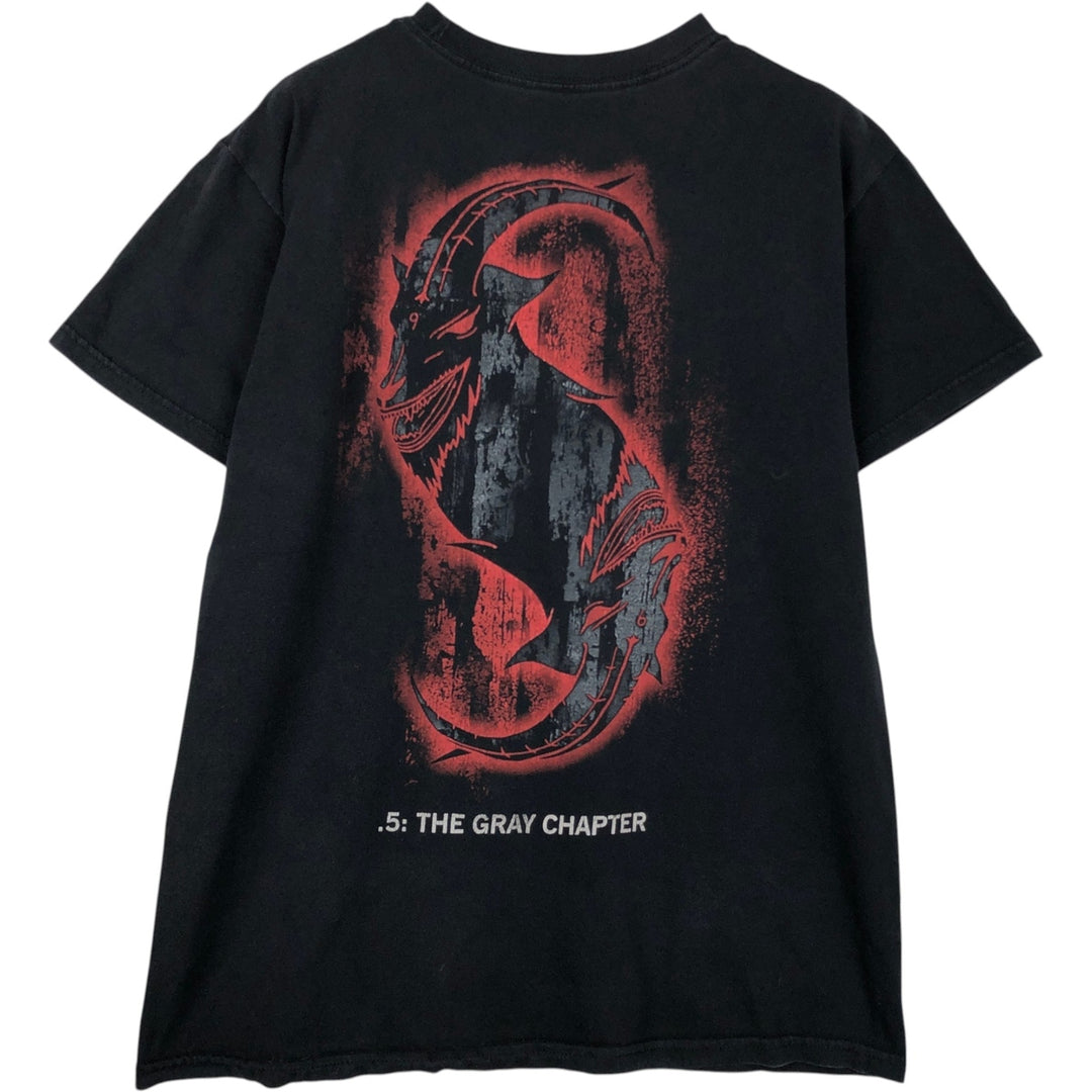 SLIPKNOT Skull Pattern Band T-Shirt (Men's Size M) cotton Charcoal Vintage Second Hand
