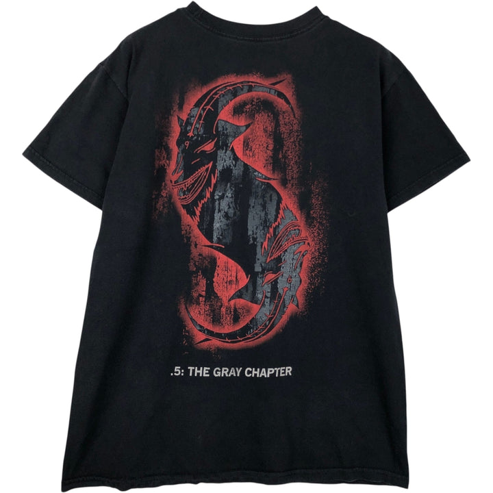 SLIPKNOT Skull Pattern Band T-Shirt (Men's Size M) cotton Charcoal Vintage Second Hand