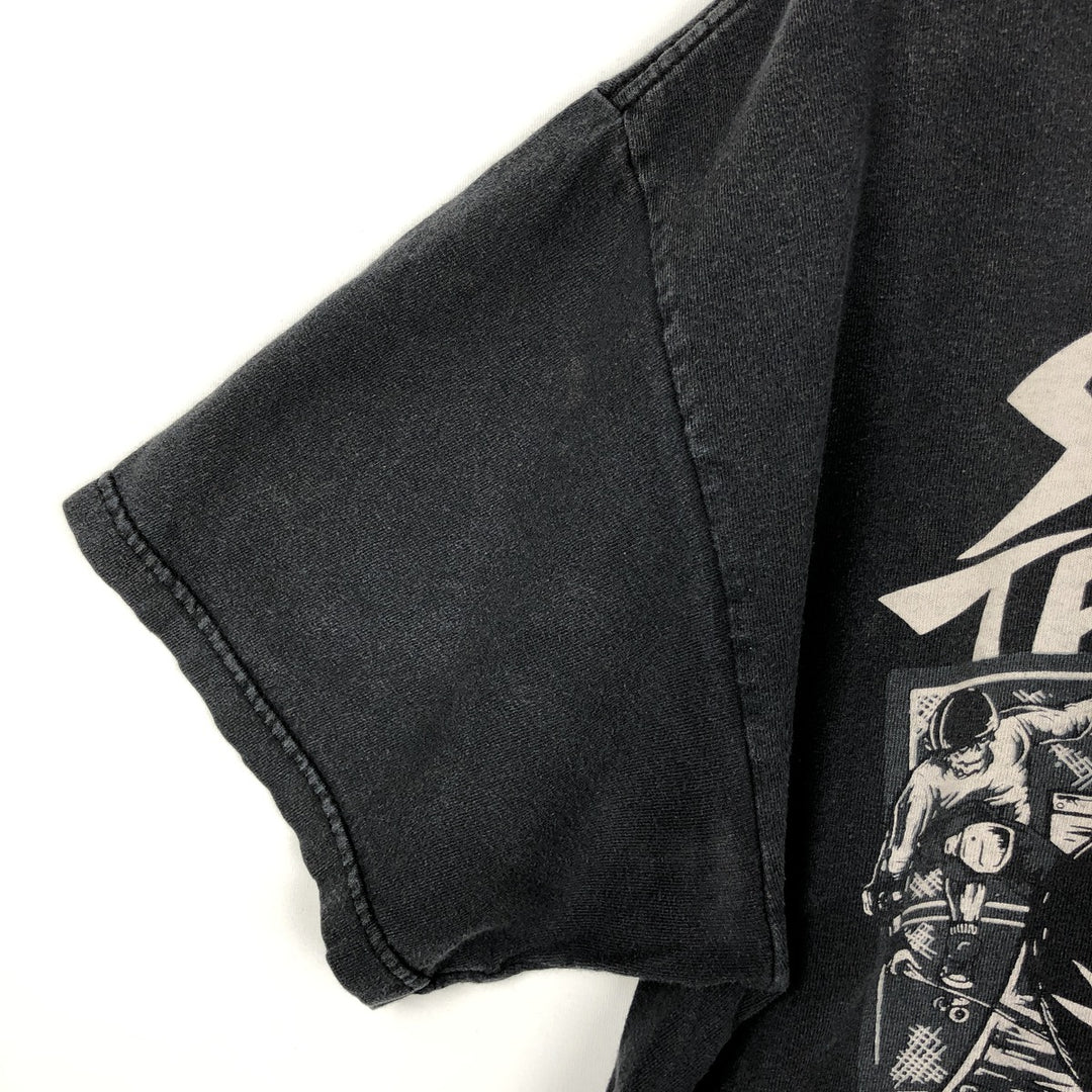 AL STYLE SUICIDAL TENDENCIES Skull Pattern Band T-Shirt (Men's Size L) cotton Charcoal Vintage Second Hand