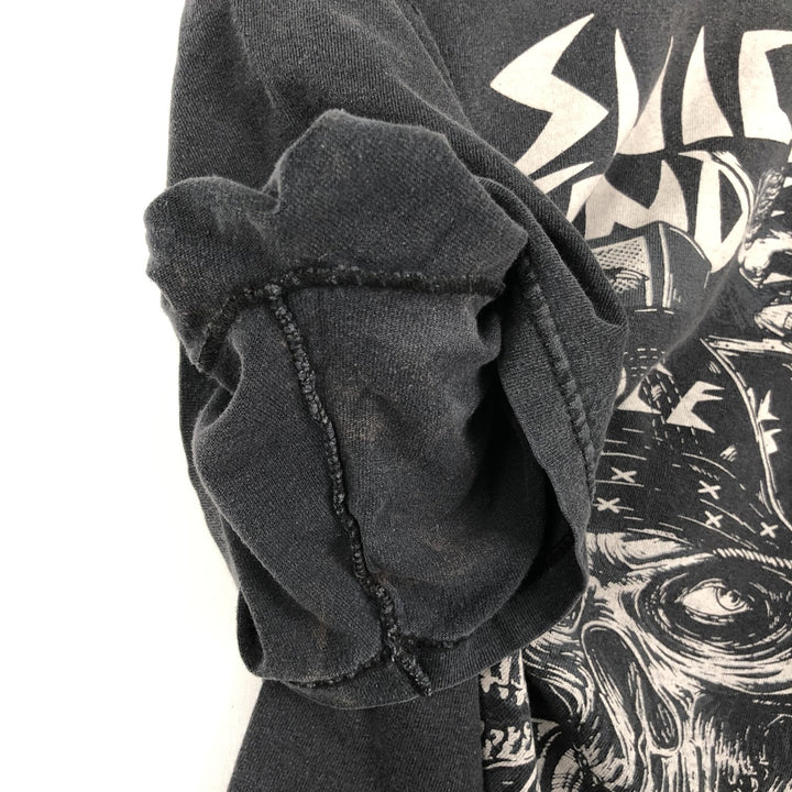 AL STYLE SUICIDAL TENDENCIES Skull Pattern Band T-Shirt (Men's Size L) cotton Charcoal Vintage Second Hand