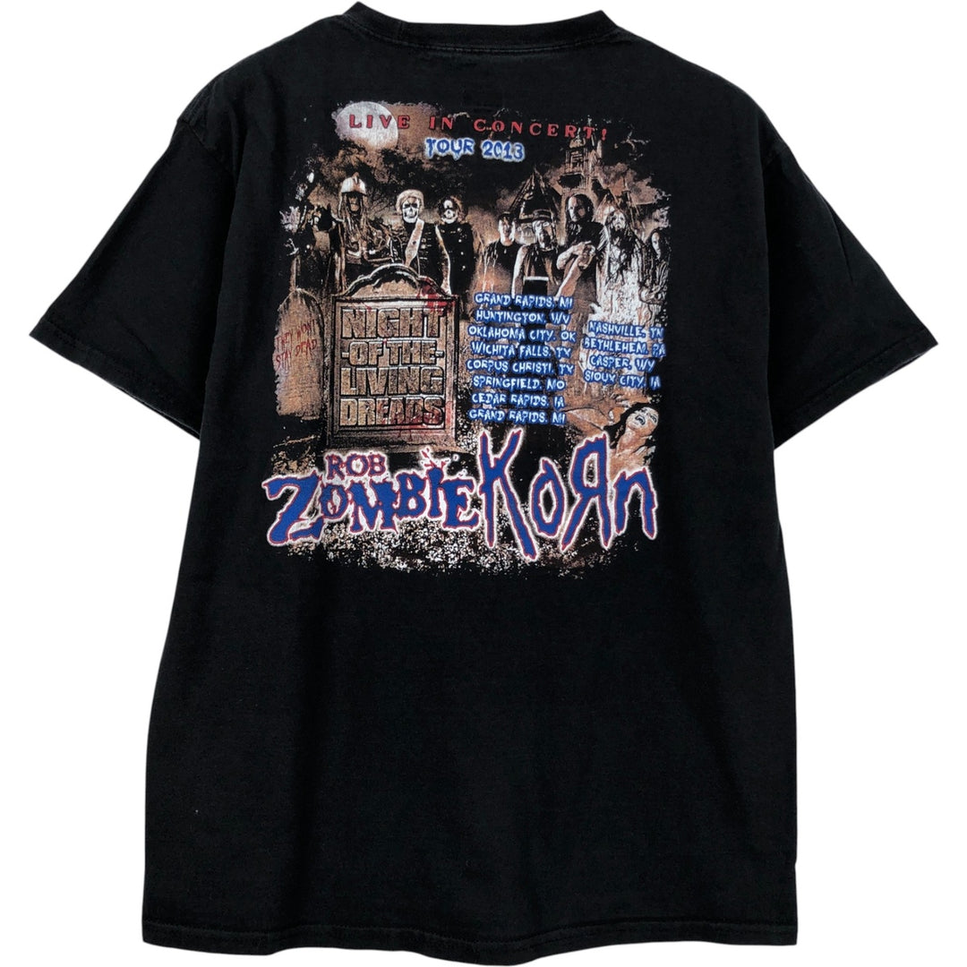 Hanes BEEFY-T Rob Zombie KORN Band T-shirt (Men's size M) cotton black type Vintage Second Hand