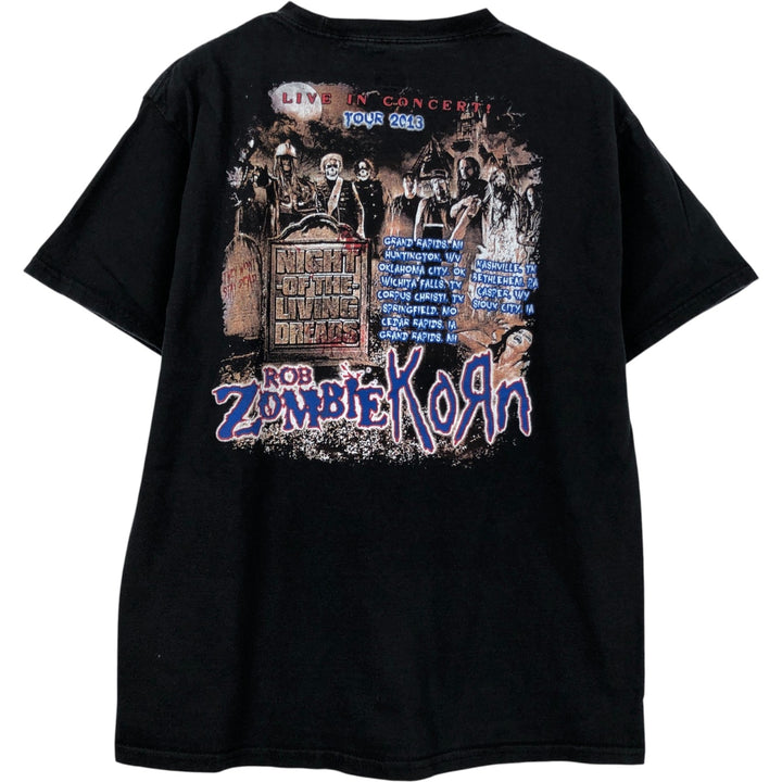 Hanes BEEFY-T Rob Zombie KORN Band T-shirt (Men's size M) cotton black type Vintage Second Hand