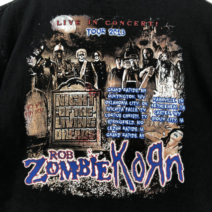 Hanes BEEFY-T Rob Zombie KORN Band T-shirt (Men's size M) cotton black type Vintage Second Hand
