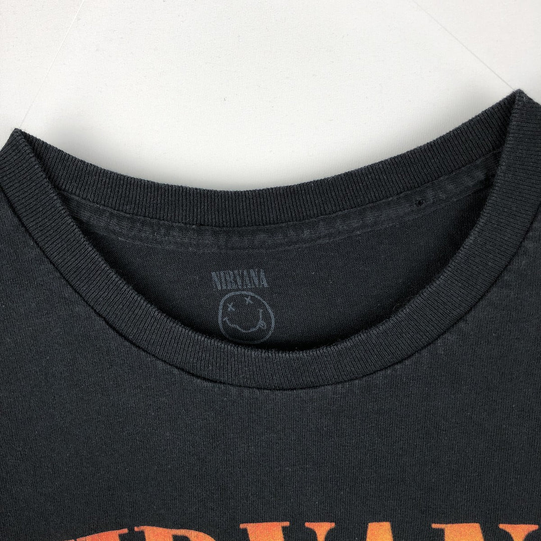 NIRVANA Nirvana Band T-shirt, Band T, Men's L size cotton black type Vintage Second Hand