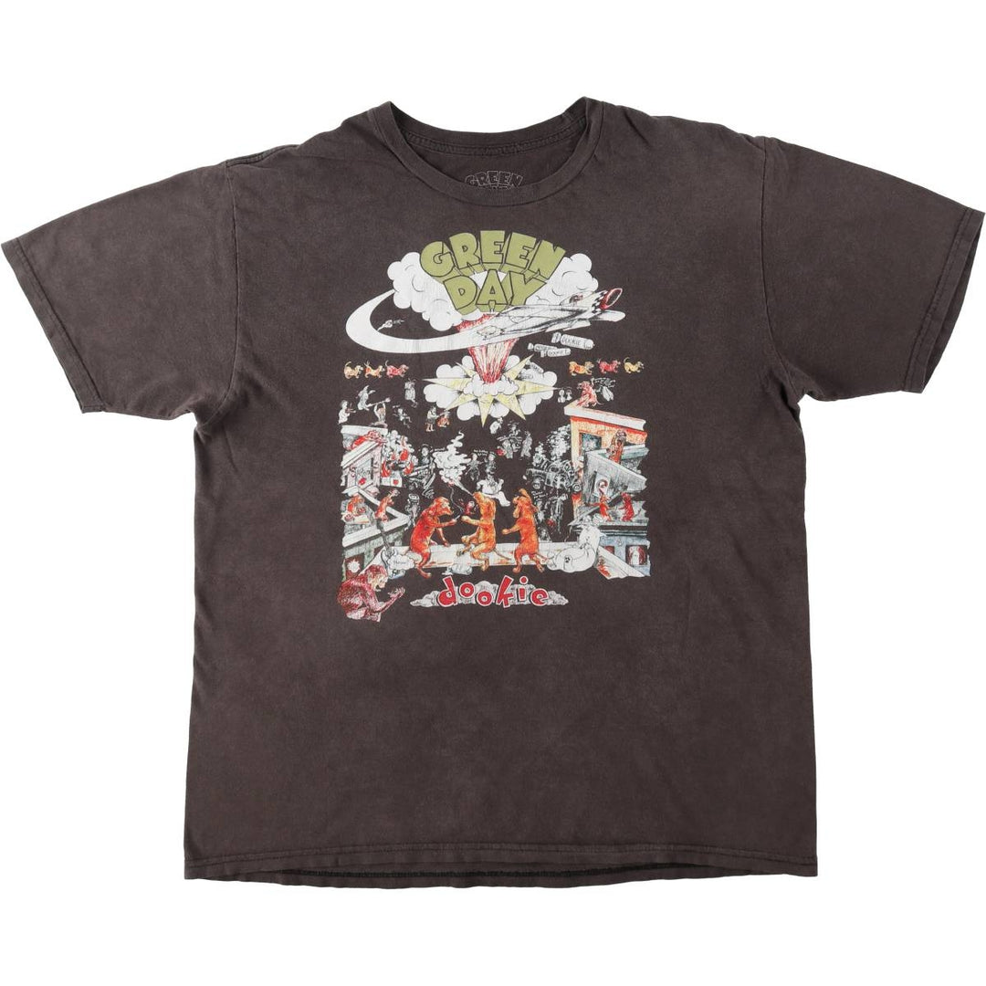 GREEN DAY Green Day Band T-shirt Band T Men's XL size cotton brown type Vintage Second Hand