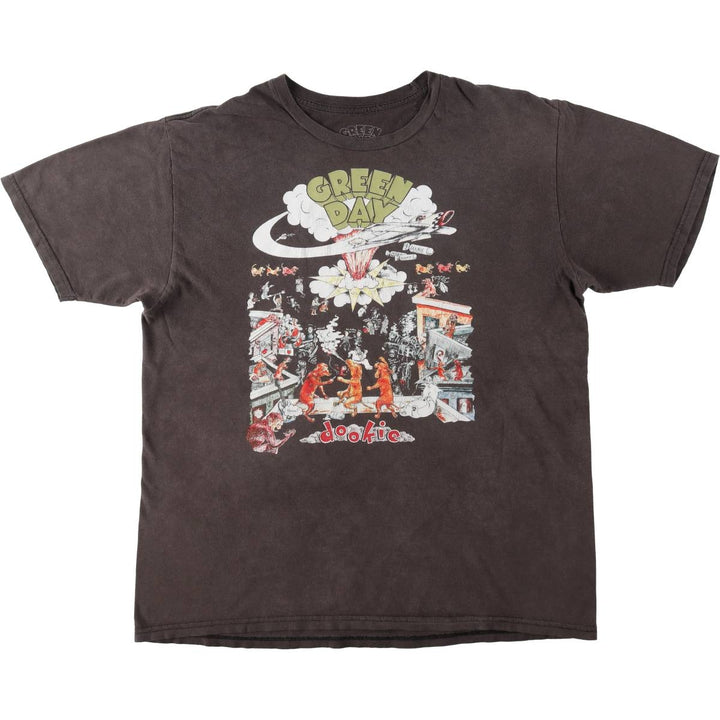 GREEN DAY Green Day Band T-shirt Band T Men's XL size cotton brown type Vintage Second Hand