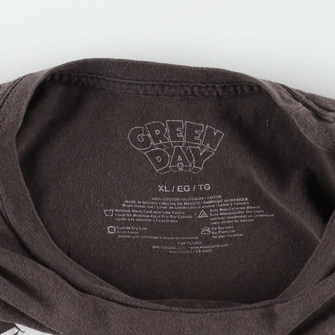 GREEN DAY Green Day Band T-shirt Band T Men's XL size cotton brown type Vintage Second Hand