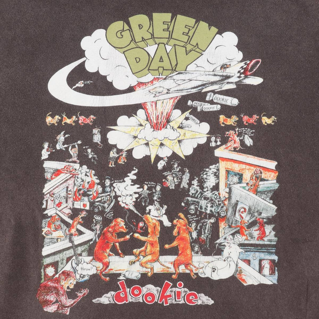 GREEN DAY Green Day Band T-shirt Band T Men's XL size cotton brown type Vintage Second Hand