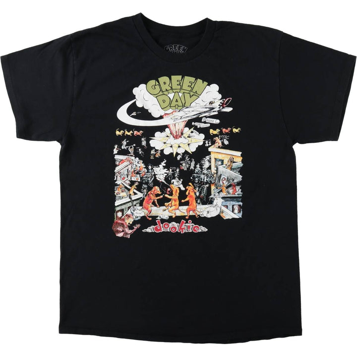 GREEN DAY Green Day Band T-shirt Band T Men's L size cotton black type Vintage Second Hand