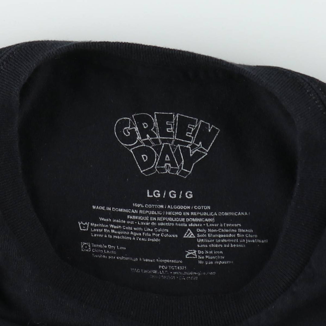 GREEN DAY Green Day Band T-shirt Band T Men's L size cotton black type Vintage Second Hand