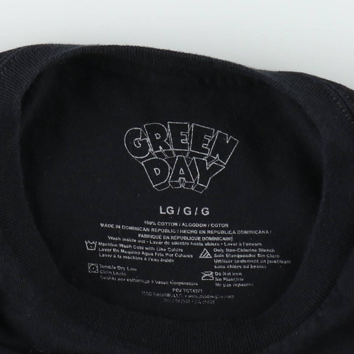 GREEN DAY Green Day Band T-shirt Band T Men's L size cotton black type Vintage Second Hand
