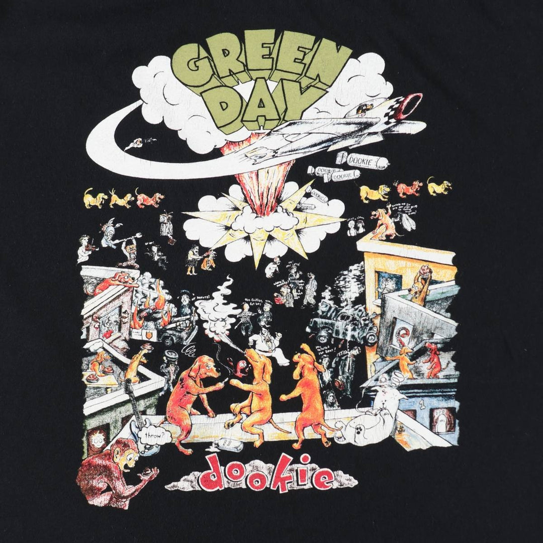 GREEN DAY Green Day Band T-shirt Band T Men's L size cotton black type Vintage Second Hand