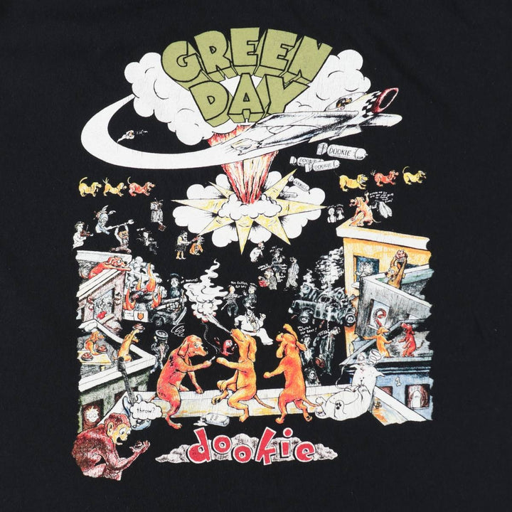GREEN DAY Green Day Band T-shirt Band T Men's L size cotton black type Vintage Second Hand