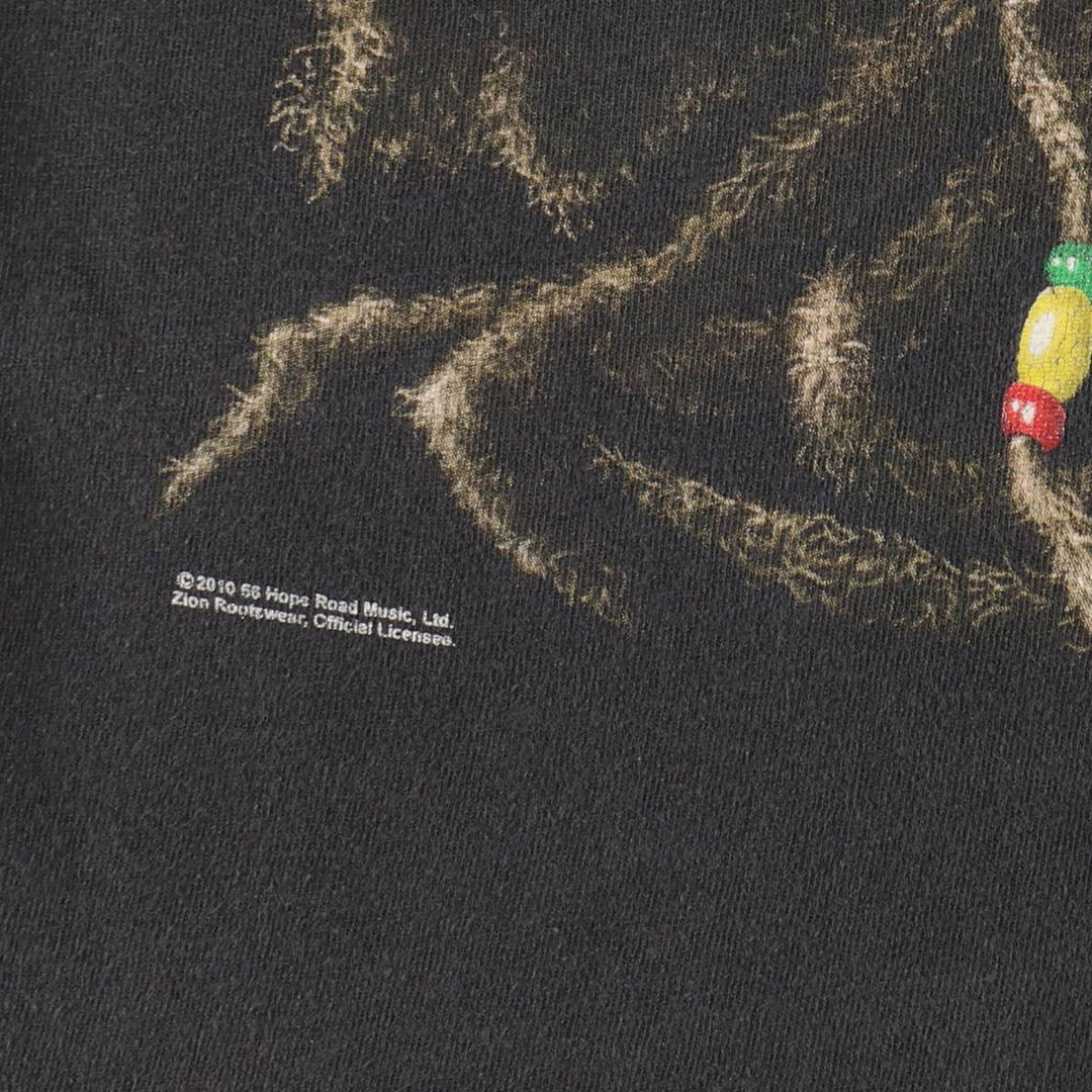 ZION (BOB MARLEY) Animal Pattern Band T-Shirt, Made in USA, Men's Size M (approx.) cotton black type Vintage Second Hand