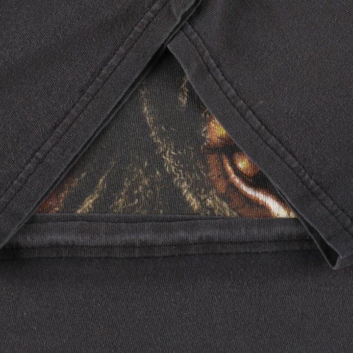 ZION (BOB MARLEY) Animal Pattern Band T-Shirt, Made in USA, Men's Size M (approx.) cotton black type Vintage Second Hand