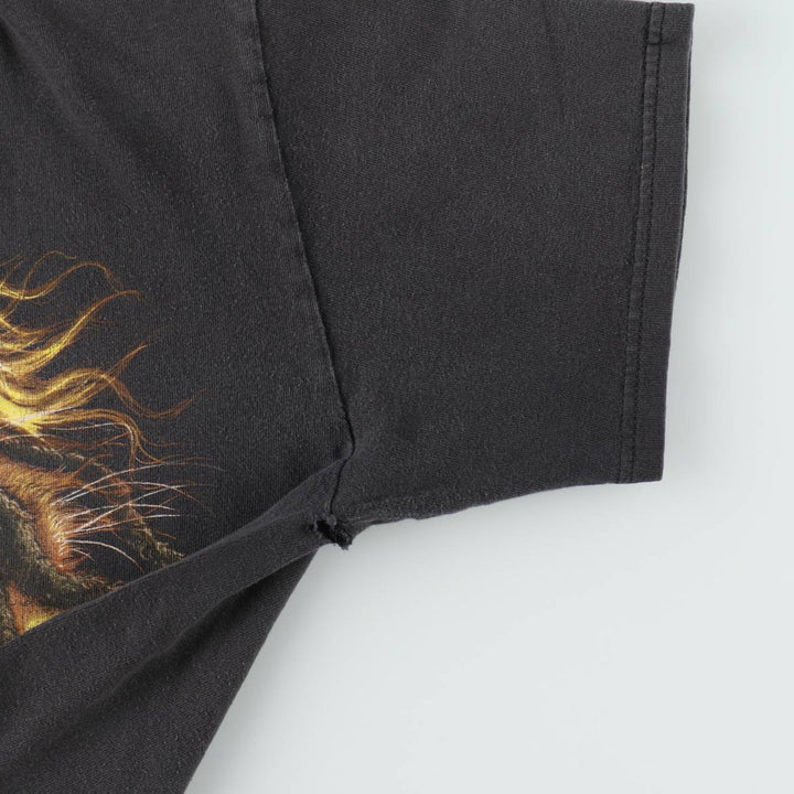 ZION (BOB MARLEY) Animal Pattern Band T-Shirt, Made in USA, Men's Size M (approx.) cotton black type Vintage Second Hand