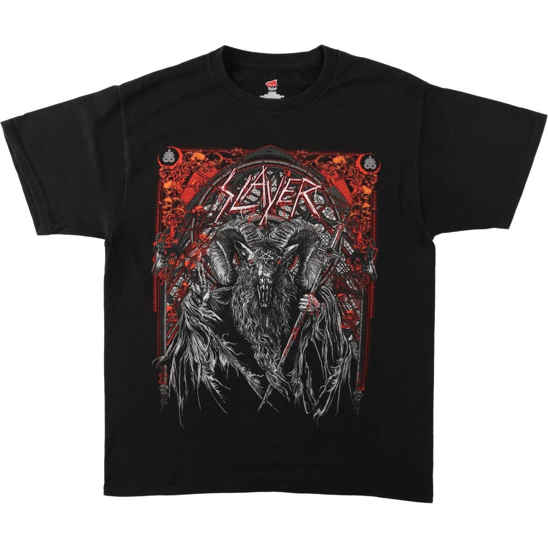 Hanes SLAYER Band T-Shirt, Men's Size Medium cotton black type Vintage Second Hand