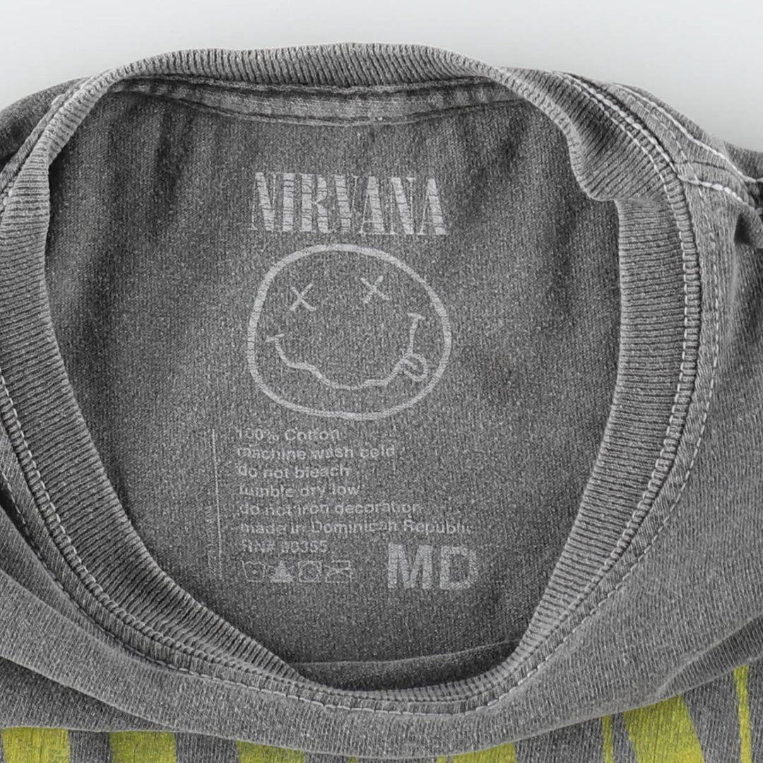 NIRVANA Nirvana Band T-shirt, Band T, Men's M size cotton Charcoal Vintage Second Hand