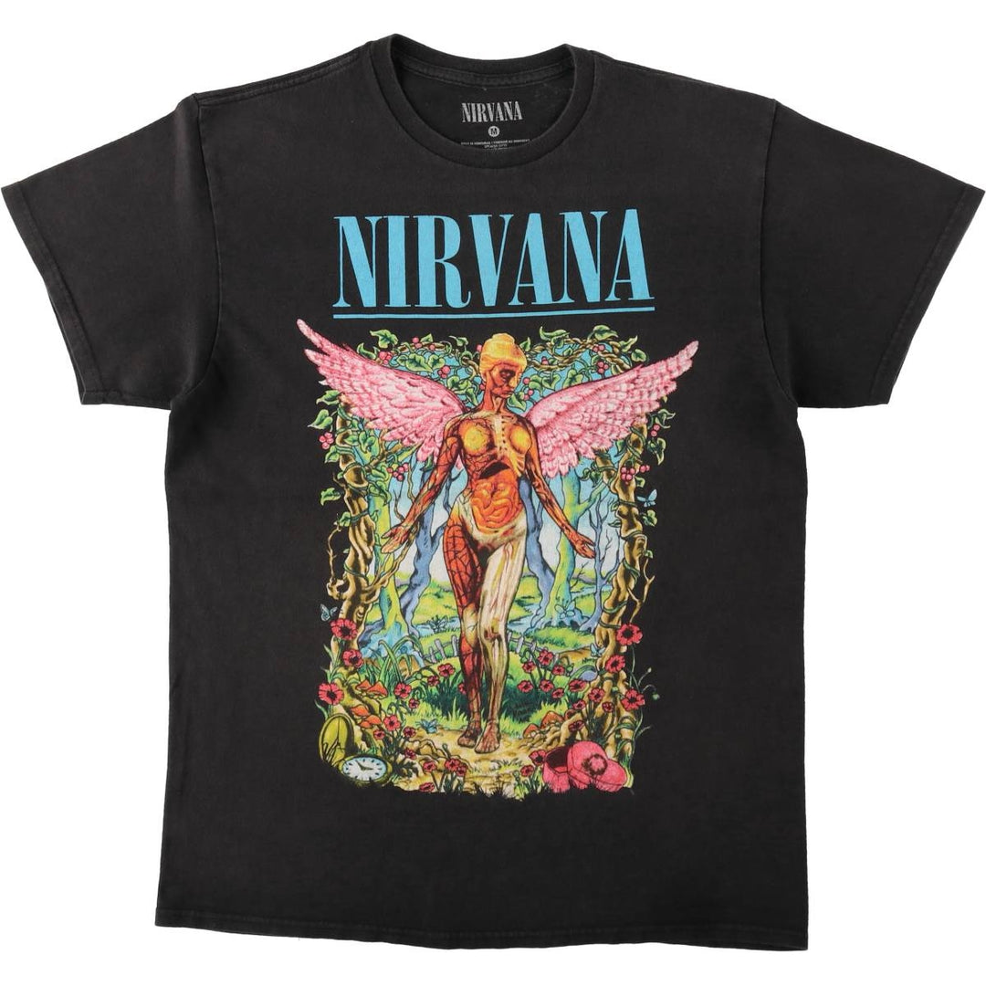 NIRVANA Nirvana Band T-shirt, Band T, Men's M size cotton black type Vintage Second Hand