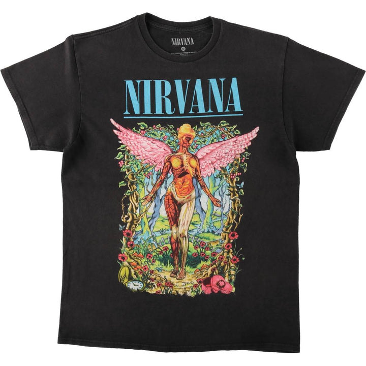 NIRVANA Nirvana Band T-shirt, Band T, Men's M size cotton black type Vintage Second Hand