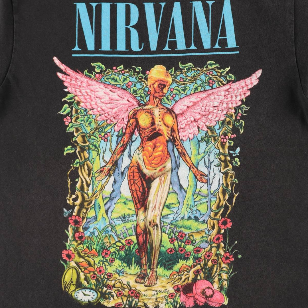 NIRVANA Nirvana Band T-shirt, Band T, Men's M size cotton black type Vintage Second Hand