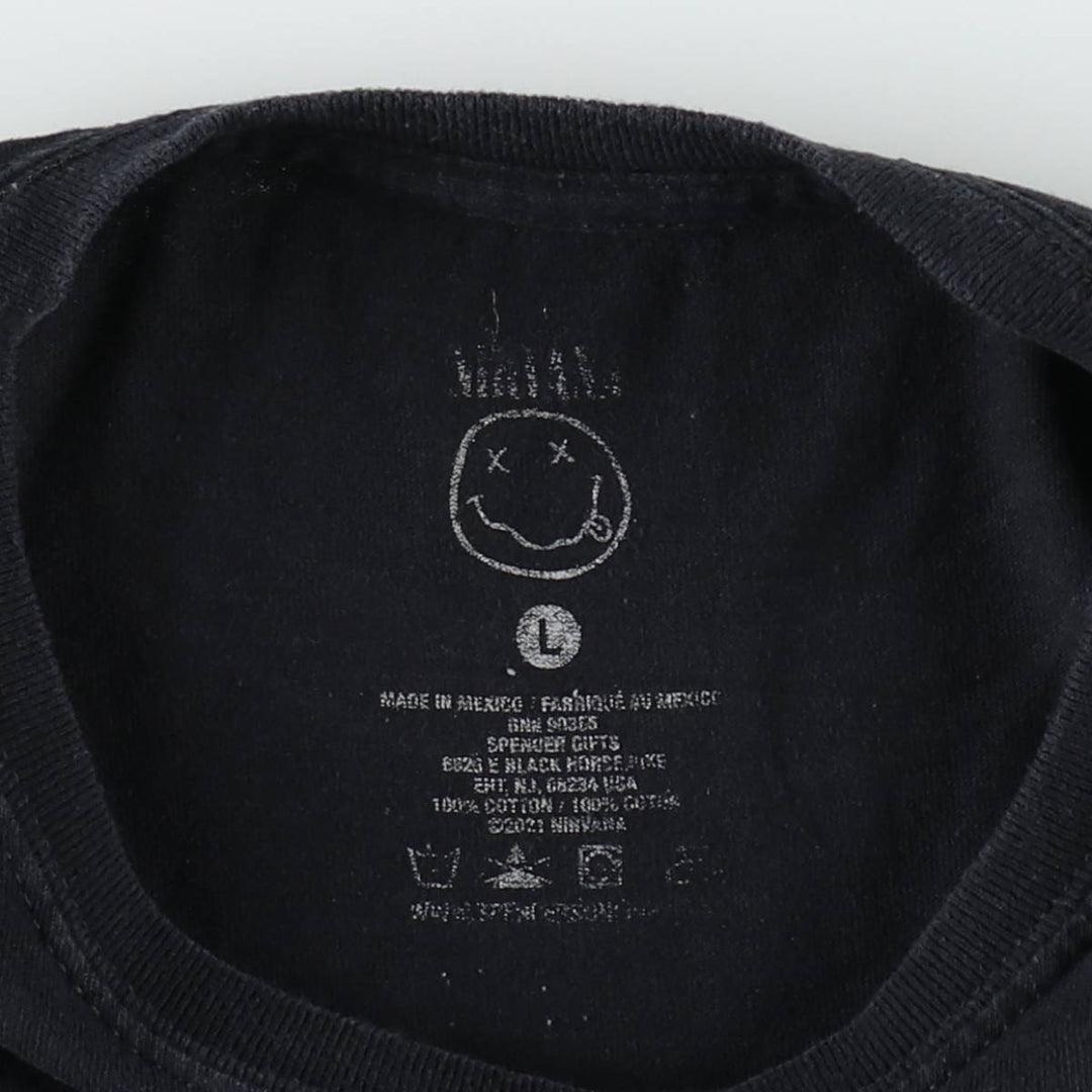 NIRVANA Nirvana Band T-shirt, Band T, Men's L size cotton black type Vintage Second Hand