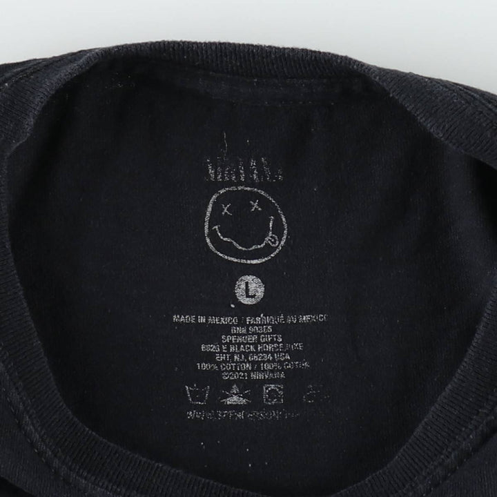 NIRVANA Nirvana Band T-shirt, Band T, Men's L size cotton black type Vintage Second Hand