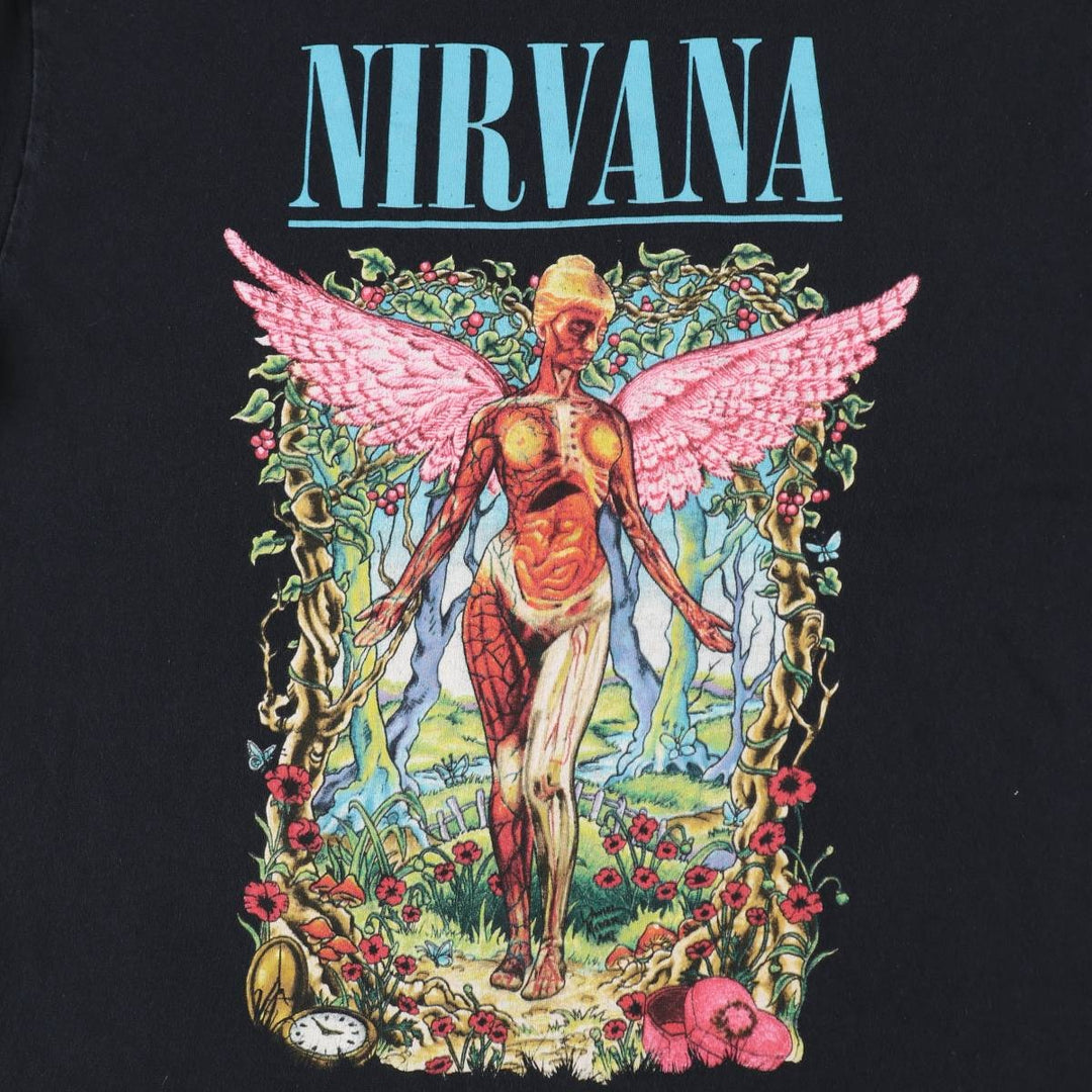NIRVANA Nirvana Band T-shirt, Band T, Men's L size cotton black type Vintage Second Hand