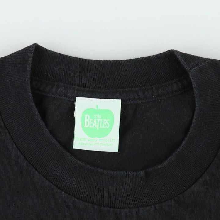 00's THE BEATLES Band T-shirt, Band T, Men's L size cotton black type Vintage Second Hand